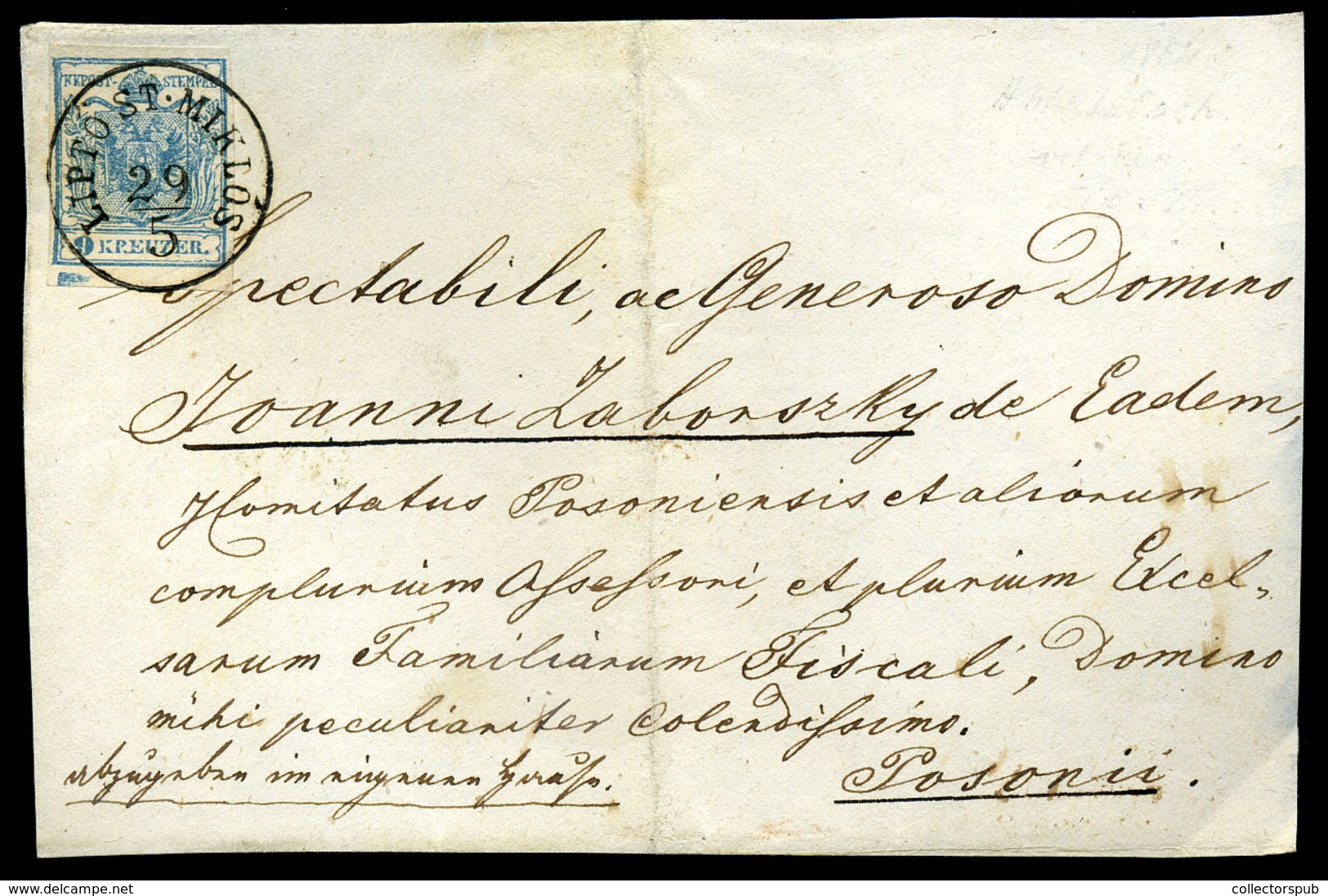 LIPTÓSZENTMIKLÓS 9kr Levél Előlapon  /  9Kr On Letter Front - Gebraucht