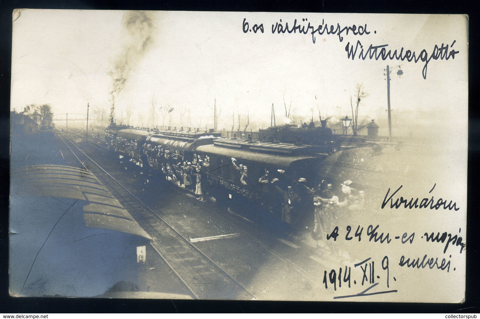 KOMÁROM I. VH . Katonák, állomás, Fotós Képeslap  /  WW I. Soldiers, Station, Photo Vintage Pic. P.card - Ungheria