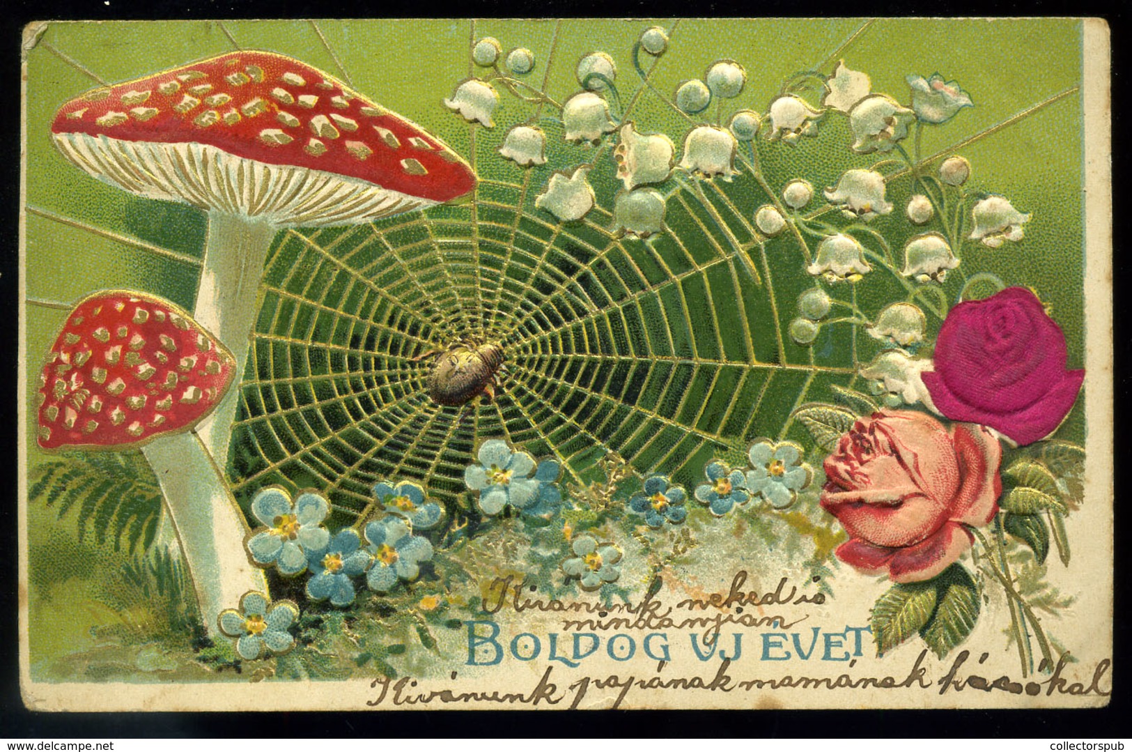 1901.12.31. Litho, Dombor üdvözlő, Szilveszteri Bélyegzéssel, Erzsébetfalva  /  Litho Embossed Greeting, New-years-eve P - Hungary