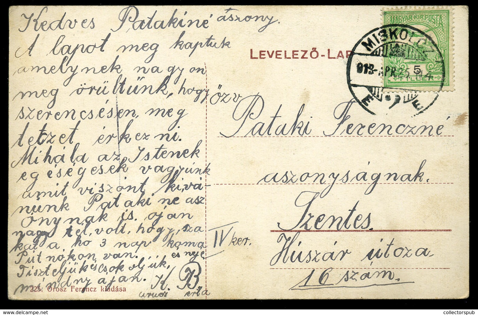 MISKOLC 1913. Régi Képeslap, Singer Palota  /  Vintage Pic. P.card , Singer Palace - Religion &  Esoterik