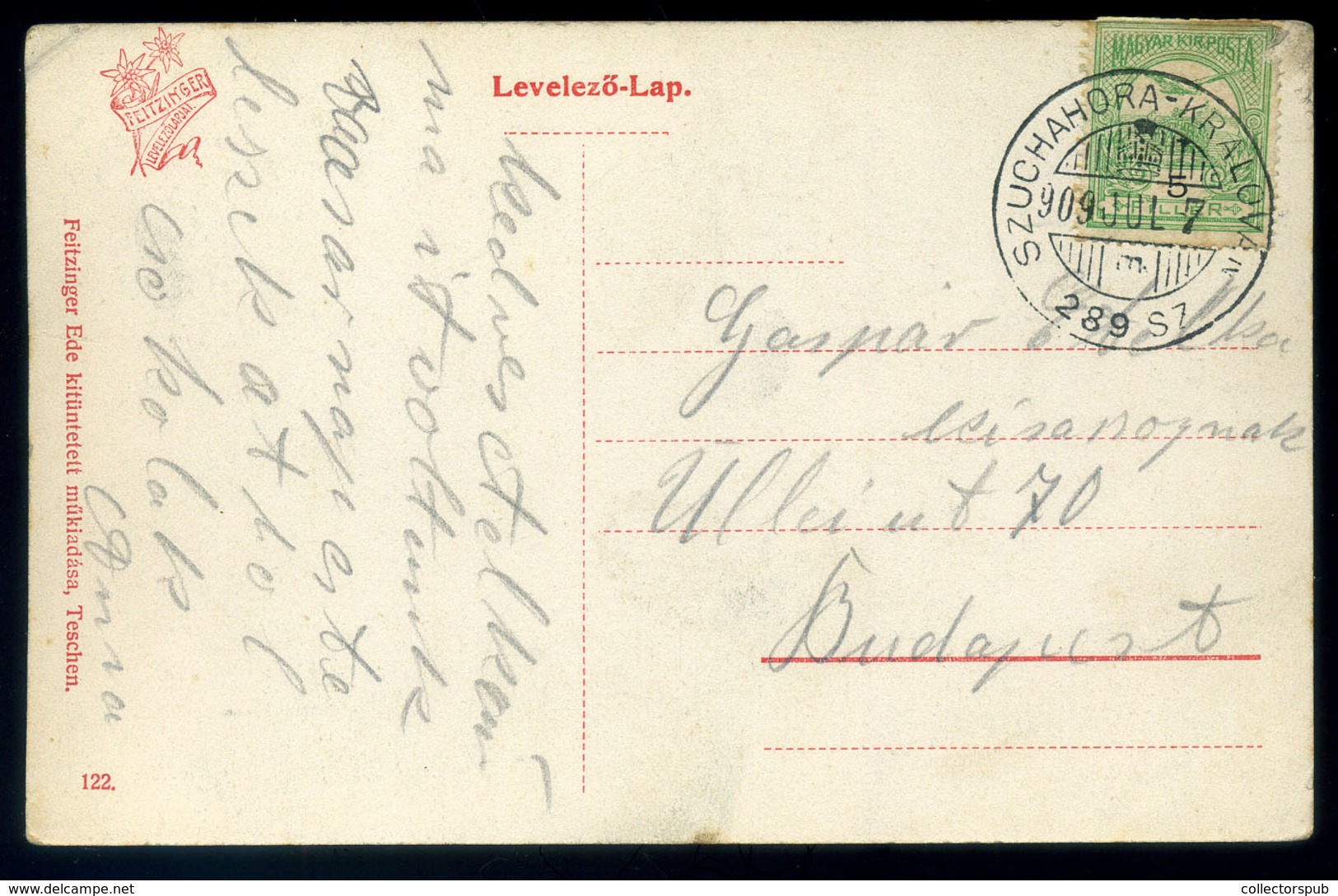 ÁRVAVÁRALJA 1909. Képeslap, Szép Mozgóposta Bélyegzéssel  /  Vintage Pic. P.card Nice TPO Pmk - Used Stamps