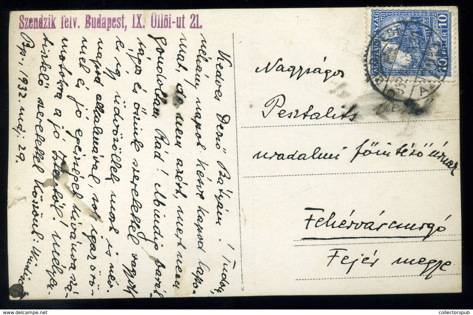 BUDAPEST VIII. Szentkirály U 32/a Régi Képeslap  1932.  /  District 8 Szentkirály St. 32/a Vintage Pic. P.card - Hungary