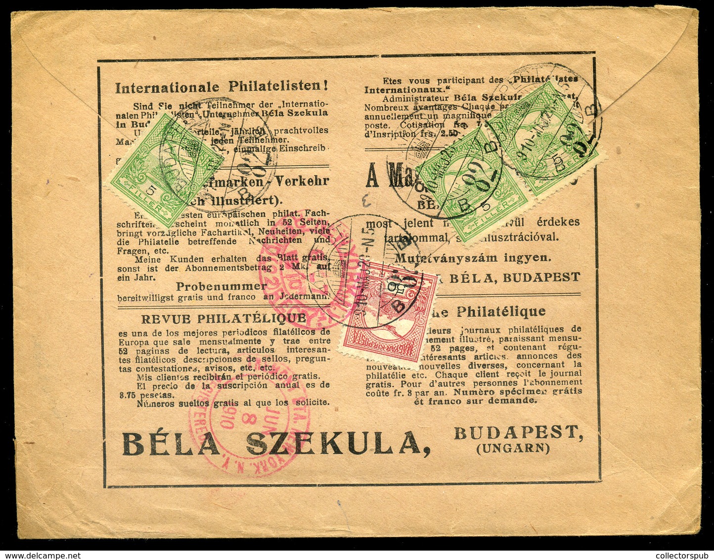 BUDAPEST 1910. Dekoratív Ajánlott Szekula Levél New York-ba Küldve  /   Decorative  Reg. Secula Letter To New York - Gebraucht