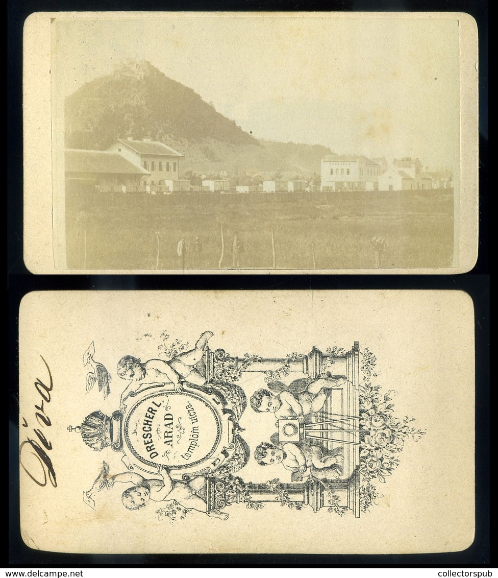 ARAD : Drescher : Déva Látkép, Ritka Visit Fotó 1874.  /  Déva Town View Rare Visit Photo - Autres & Non Classés