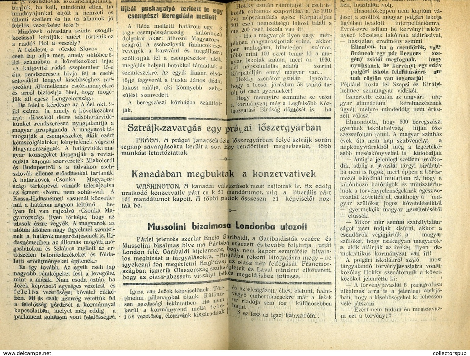 MUNKÁCS 1935. Kárpáti Hírlap , Komplett Szám, Postázva Budapestre, Ritka Darab!  /  Kárpát Newspaper Complete Issue Mail - Briefe U. Dokumente