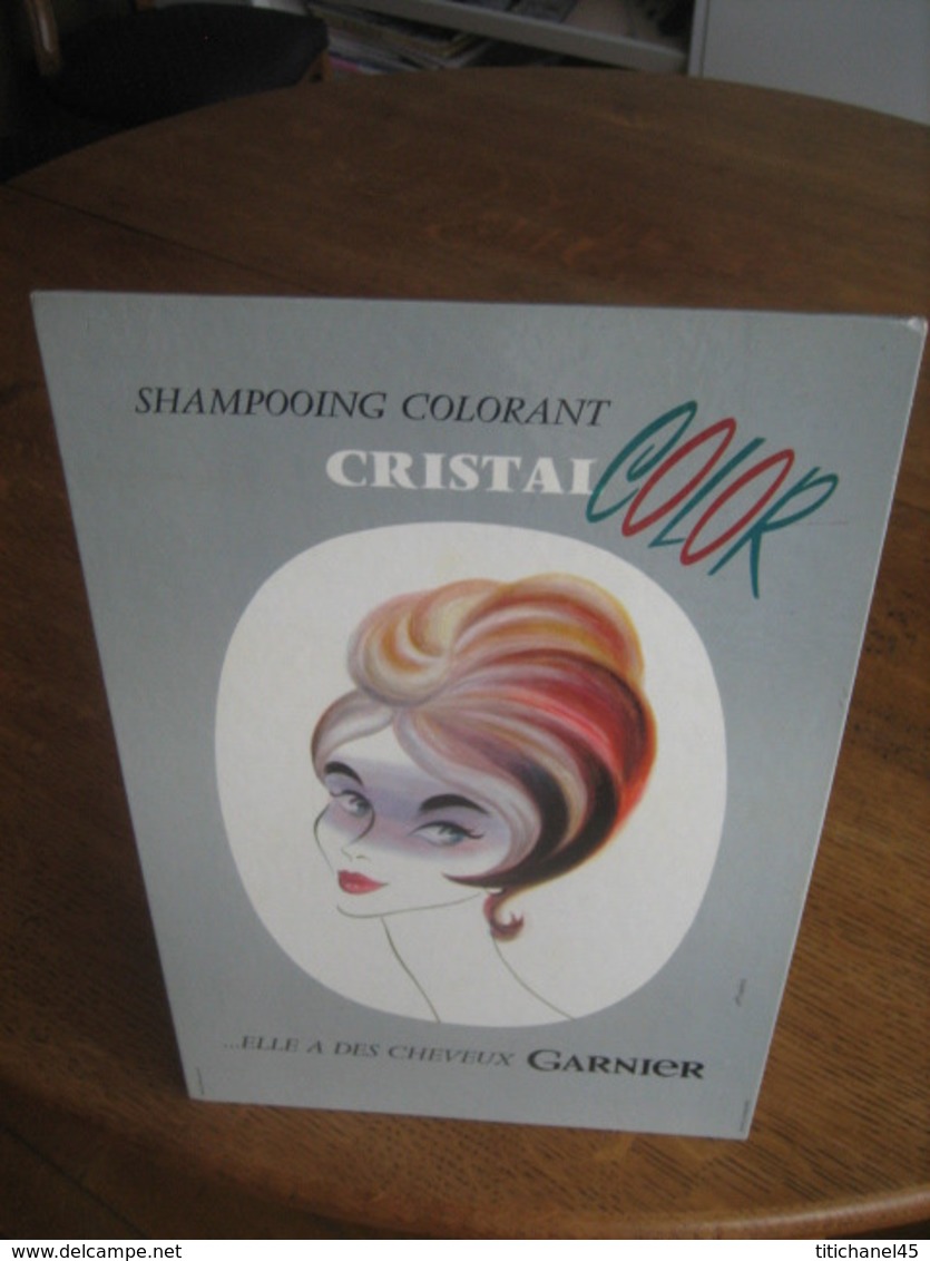 Carton Publicitaire Original Années 60 - GARNIER Shampoing Colorant CRISTAL Color - Plaques En Carton