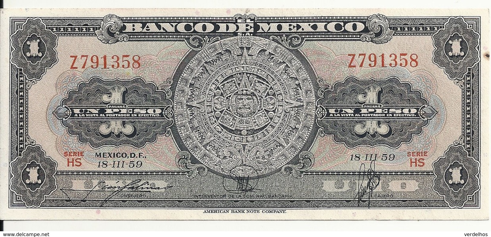 MEXIQUE 1 PESO 1959 XF+ P 59 E - Mexiko
