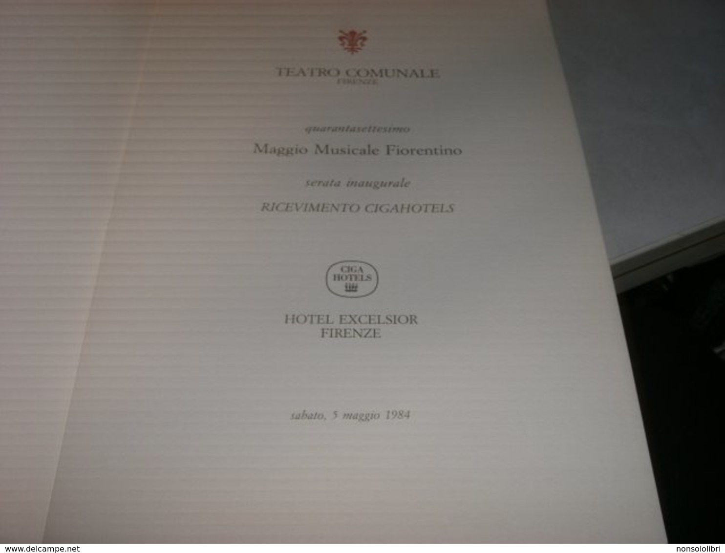 TEATRO COMUNALE FIRENZE 47° MAGGIO MUSICALE FIORENTINO 1984 - Menu