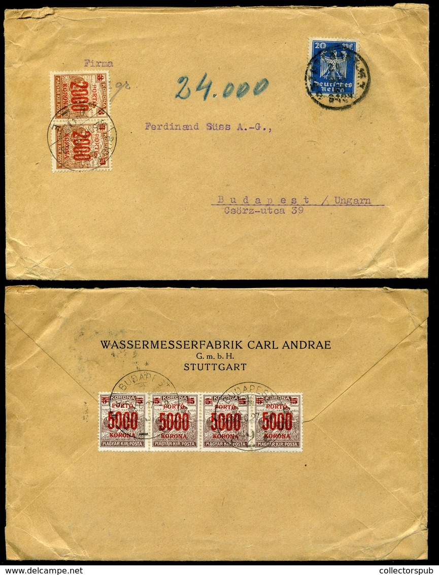 1925 Levél Németországból, 6 Bélyeges 24000K-s Inflációs Portózással  /  Letter From Germany 6 Stamp 24000K Infl. Postag - Covers & Documents