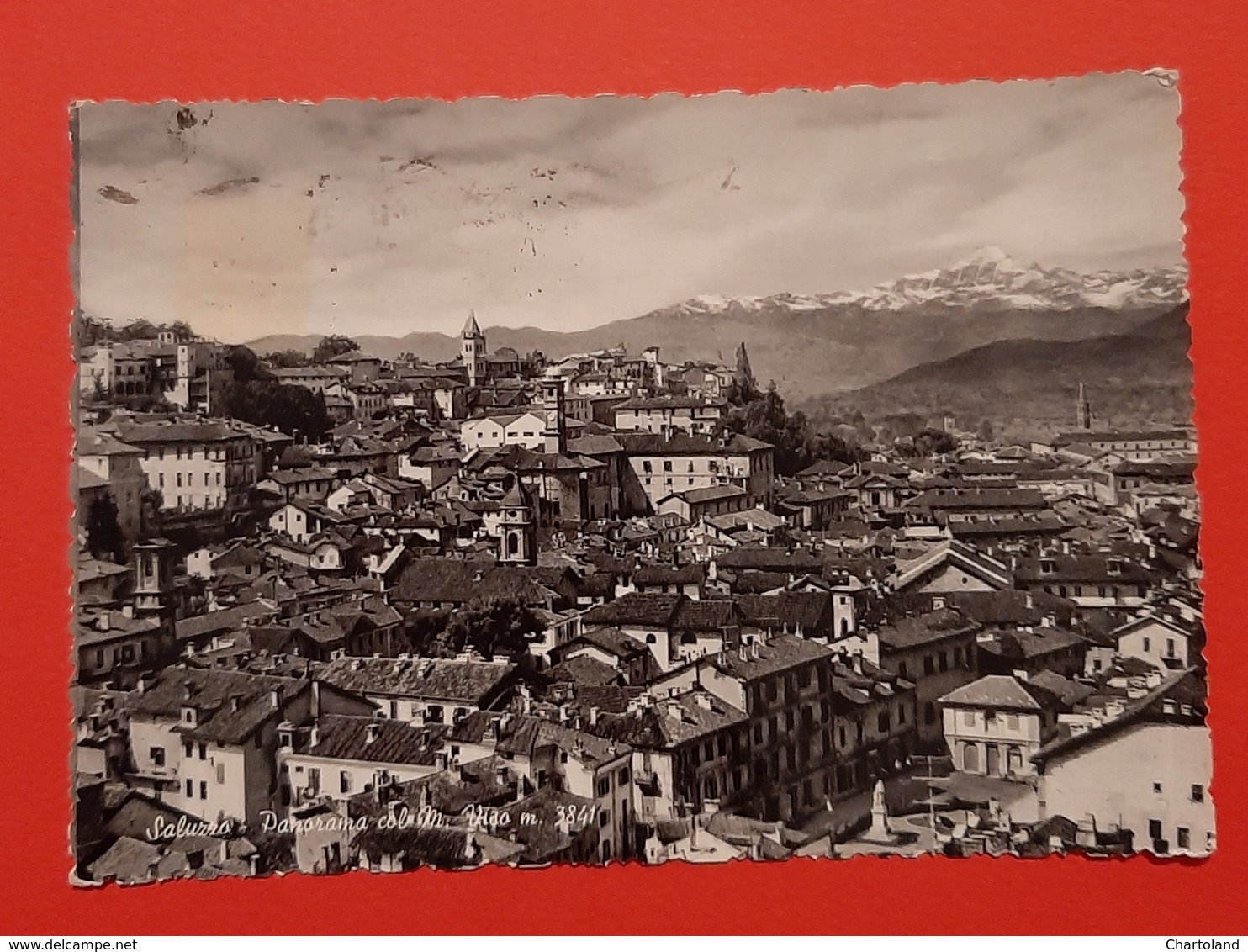 Cartolina Saluzzo - Panorama Col M. Viso M. 3841 - 1958 - Cuneo