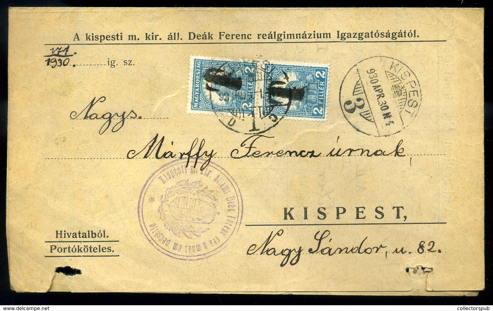 KISPEST 1930. Helyi Levél, Szükség Portó Bélyegekkel!  /  Local Letter Improvised Postage Due Stamps - Covers & Documents