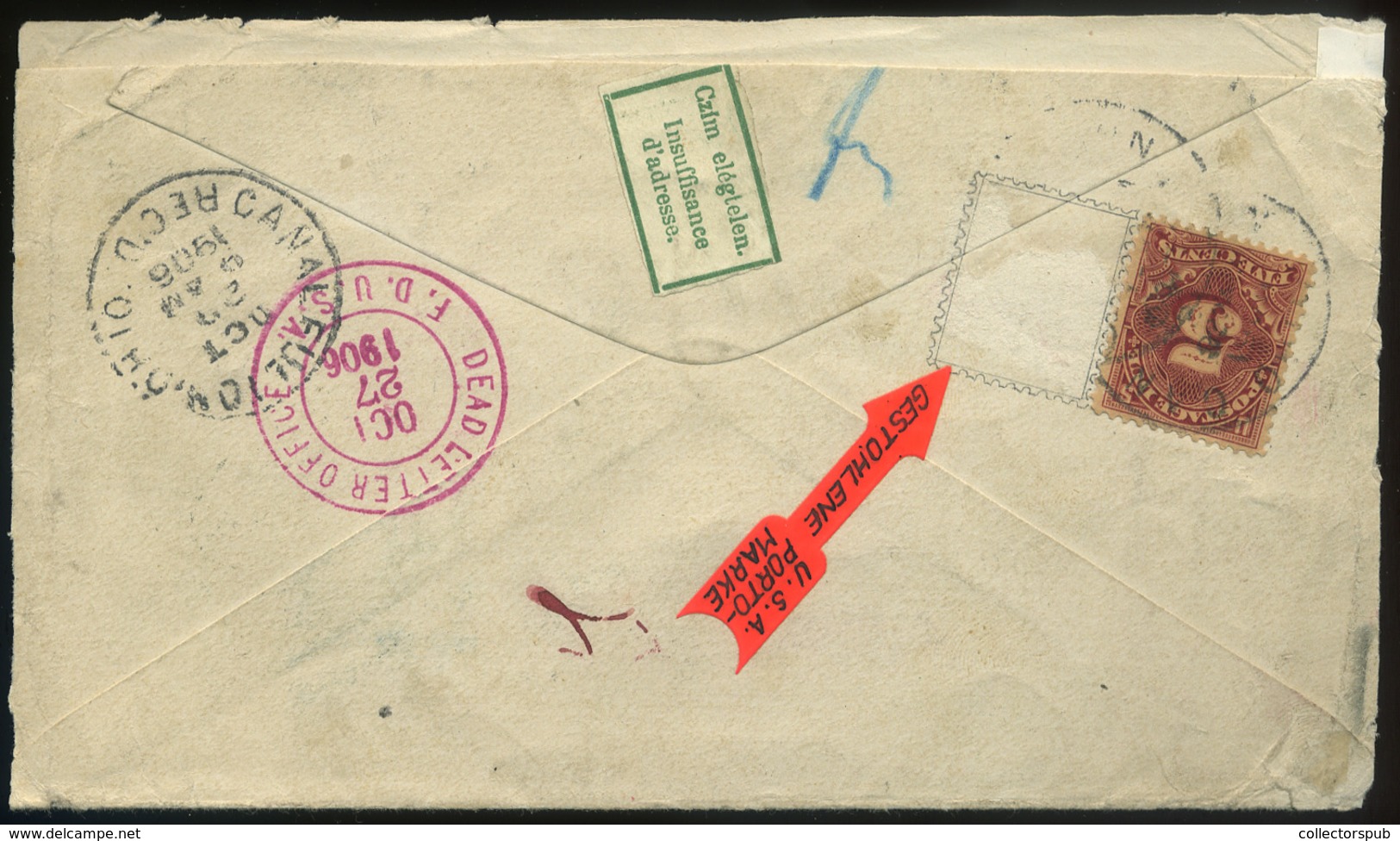 1906. Levél Az USA-ból Budapestre Küldve 50f Portózással, Kétféle Portóbélyegzéssel, Visszaküldve .érdekes Darab (hátul  - Used Stamps