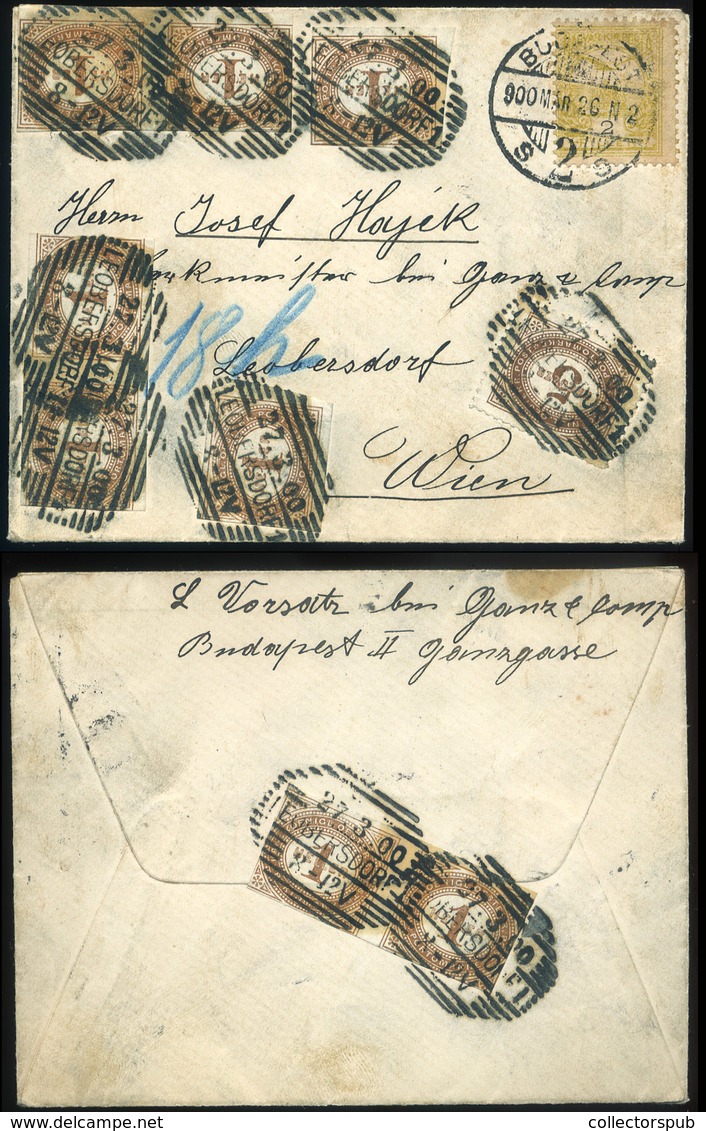 BUDAPEST 1900. Levél Bécsbe Küldve, 9 Bélyeges Osztrák Portózással!  /  Letter To Vienna 9 Stamp Austrian Postage Due - Postage Due