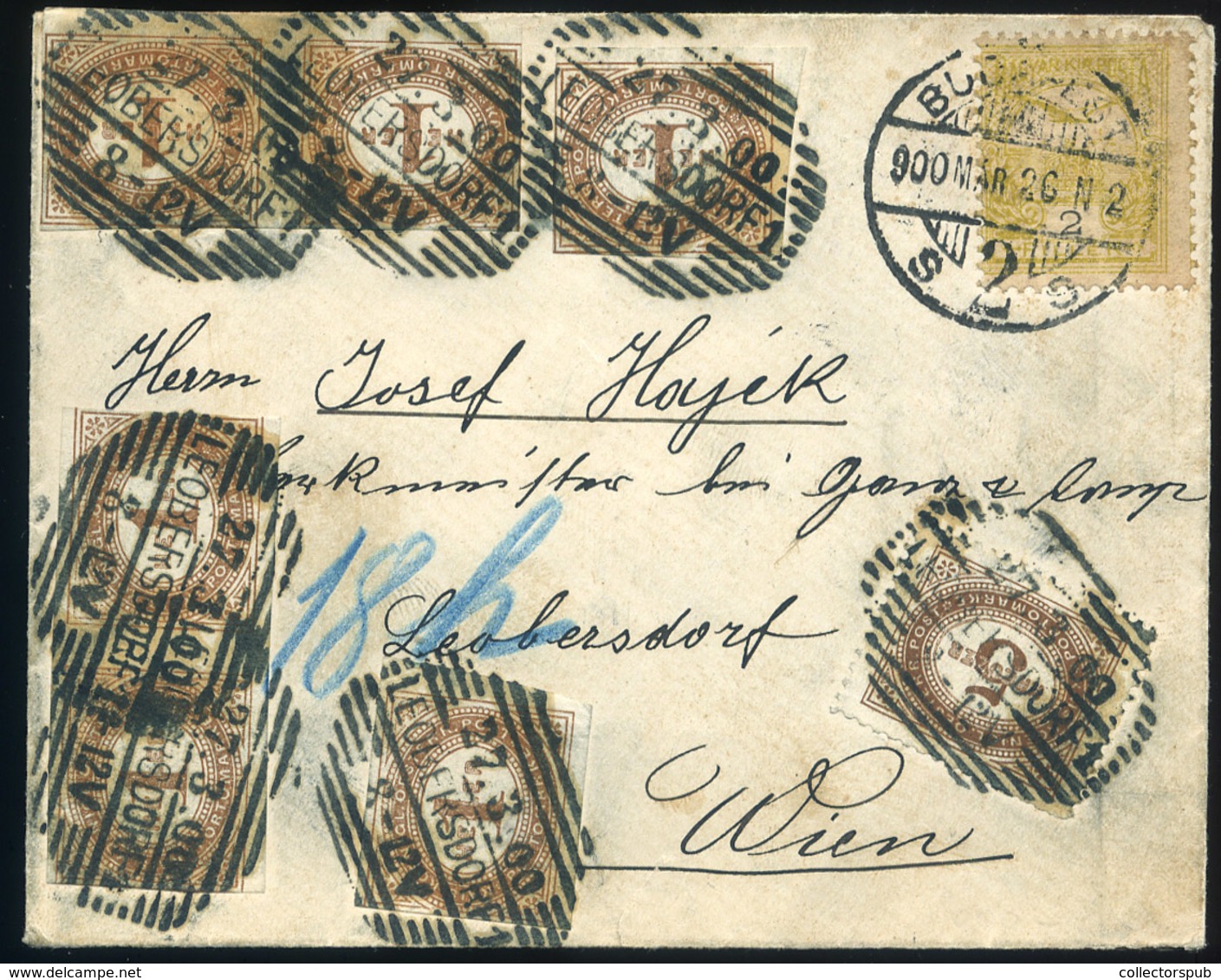 BUDAPEST 1900. Levél Bécsbe Küldve, 9 Bélyeges Osztrák Portózással!  /  Letter To Vienna 9 Stamp Austrian Postage Due - Postage Due