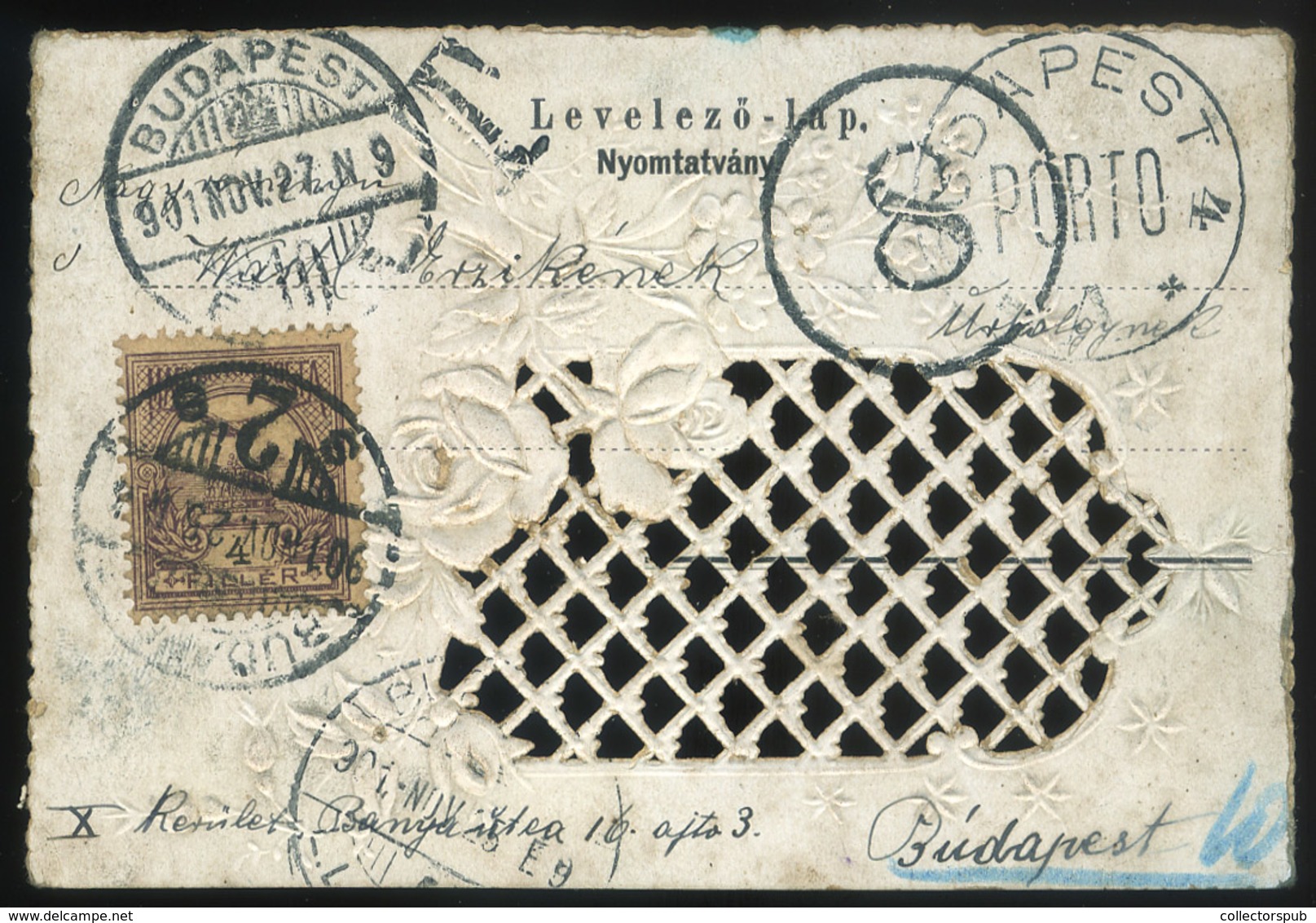 BUDAPEST 1901. Helyi Képeslap 8f Portóbélyegzéssel  /  Vintage Pic. P.card  , Local 8f Postage Due Pmk - Used Stamps