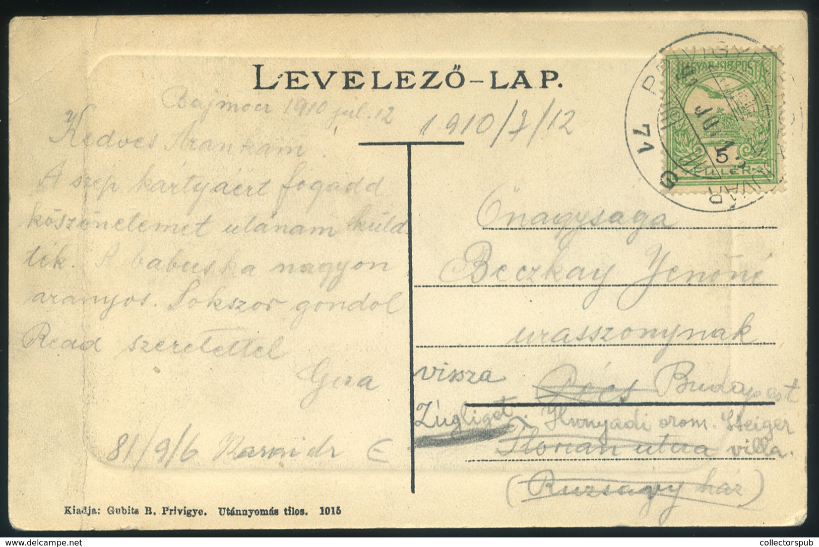 BAJMÓCF 1915 , Régi Képeslap / Vintage Pic. P.card - Hungary