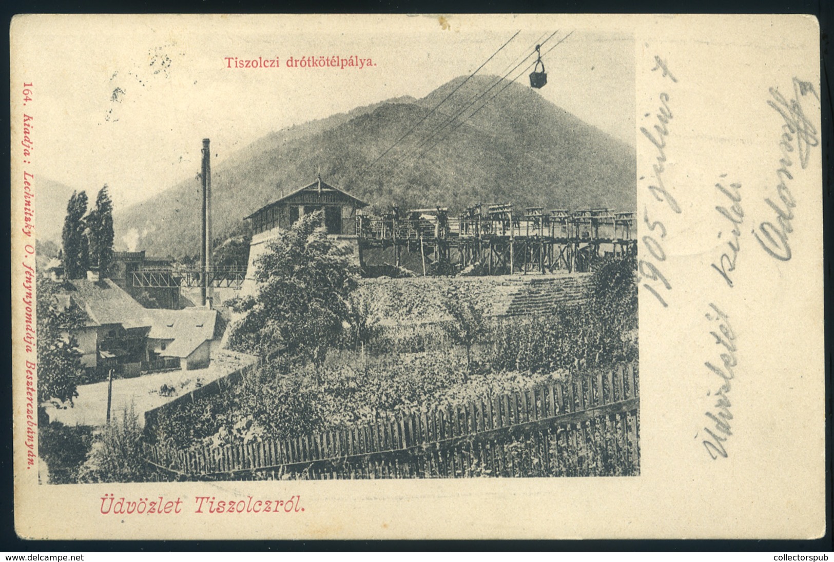 TISZOLC 1905. Drótkötélpálya, Régi Képeslap / Vintage Pic. P.card, ZIP Line - Hungary