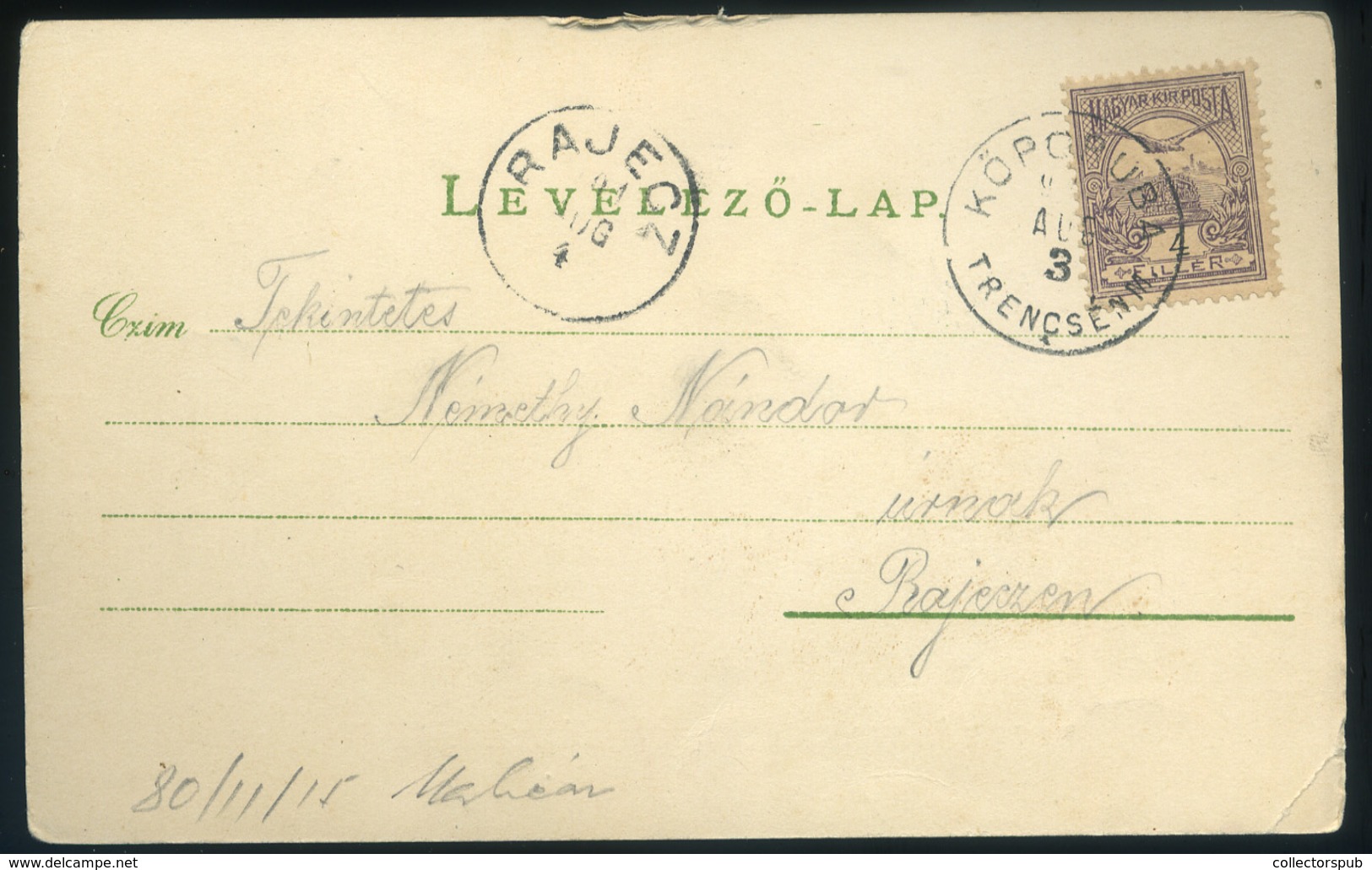 BESZTERCEBÁNYA 1901. Régi Képeslap , Ritka KŐPORUBA Egykörös Bélyegzéssel / Vintage Pic. P.card, Rare Single Cycle Pmk - Used Stamps