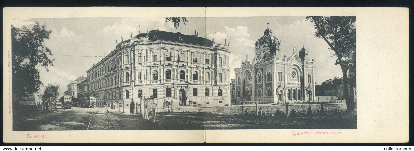 TEMESVÁR 1900. Ca. Panoráma Képeslap, Zsinagóga / Vintage Pic. P.card Panorama, Synagogue - Religion & Esotericism