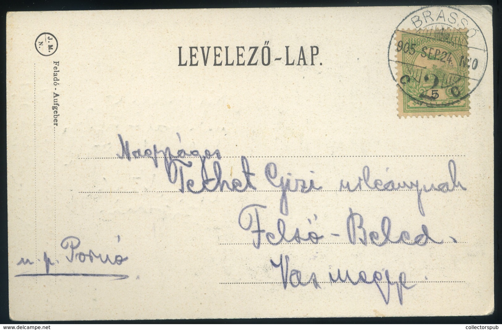 BRASSÓ 1905 . Régi Képeslap  /  BRASOV Vintage Pic. P.card - Hungary