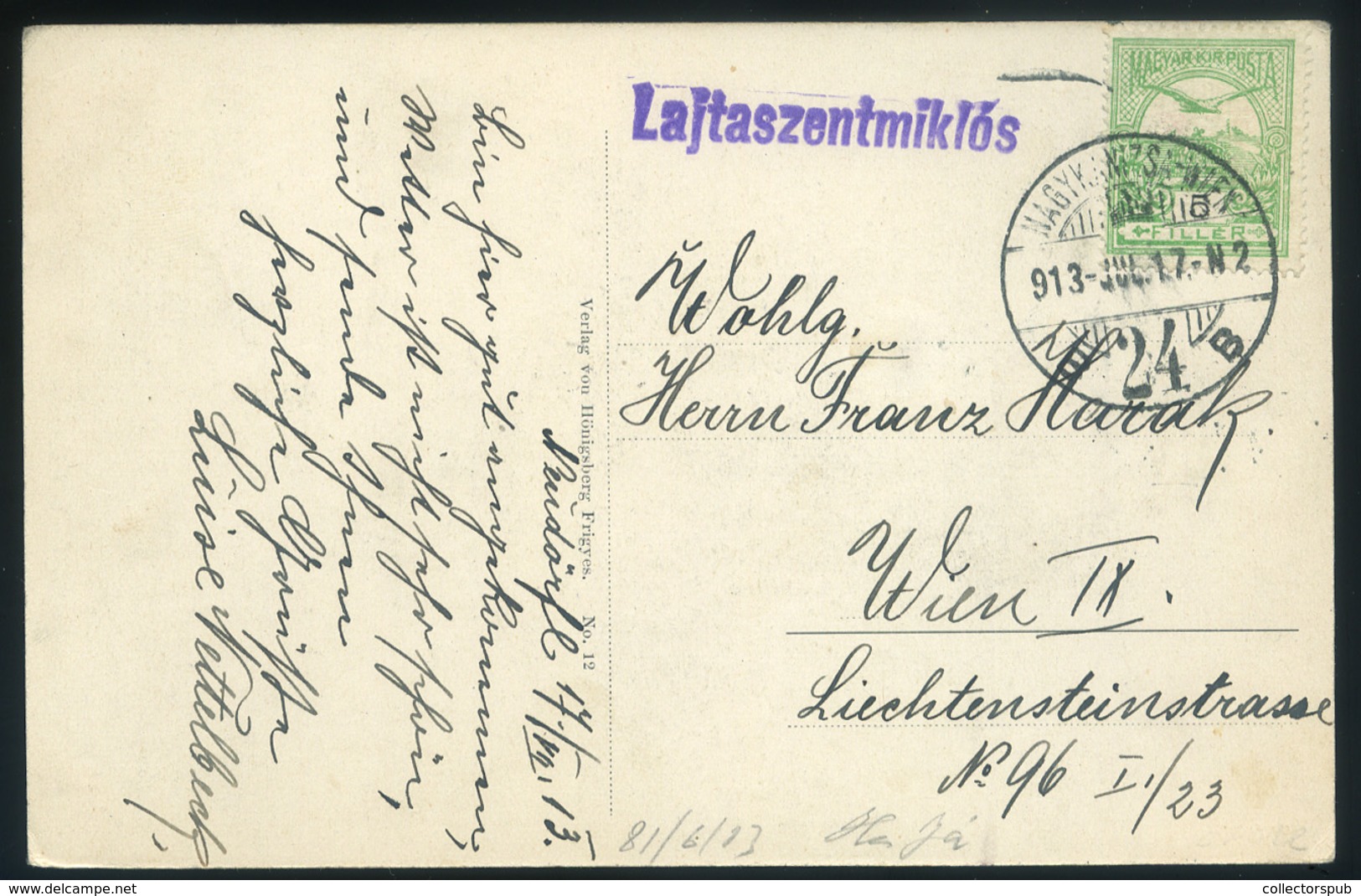 SAVANYÚKÚT 1913. Régi Képeslap, Lajtaszentmiklós Pályaudvari Bélyegzéssel  /  Vintage Pic. P.card Lajtaszentmiklós Train - Used Stamps