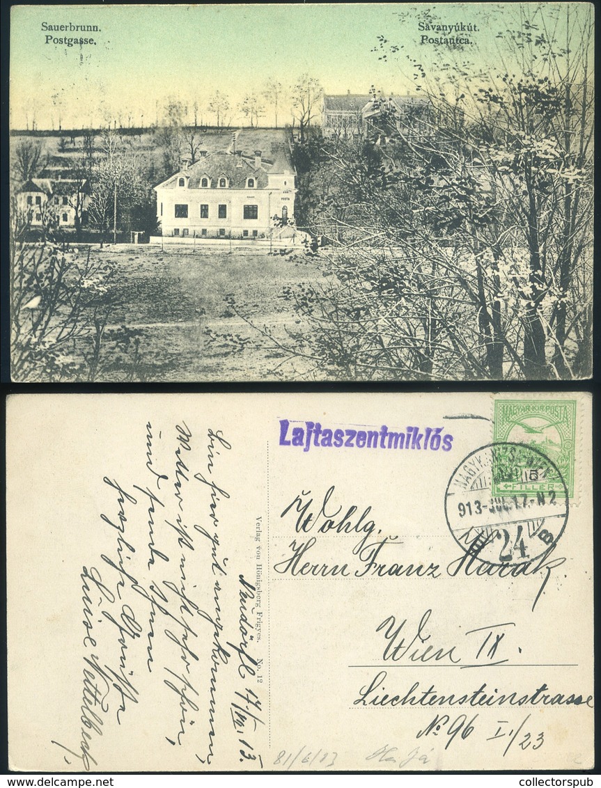 SAVANYÚKÚT 1913. Régi Képeslap, Lajtaszentmiklós Pályaudvari Bélyegzéssel  /  Vintage Pic. P.card Lajtaszentmiklós Train - Used Stamps