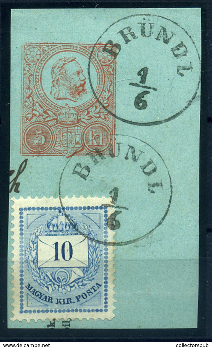 BRÜNDL Utalvány Kivágás,  Szép  Bélyegzés , Vegyes Bérm.  /   Postal Money Order  Excision Nice Pmk, Mix Frank - Used Stamps