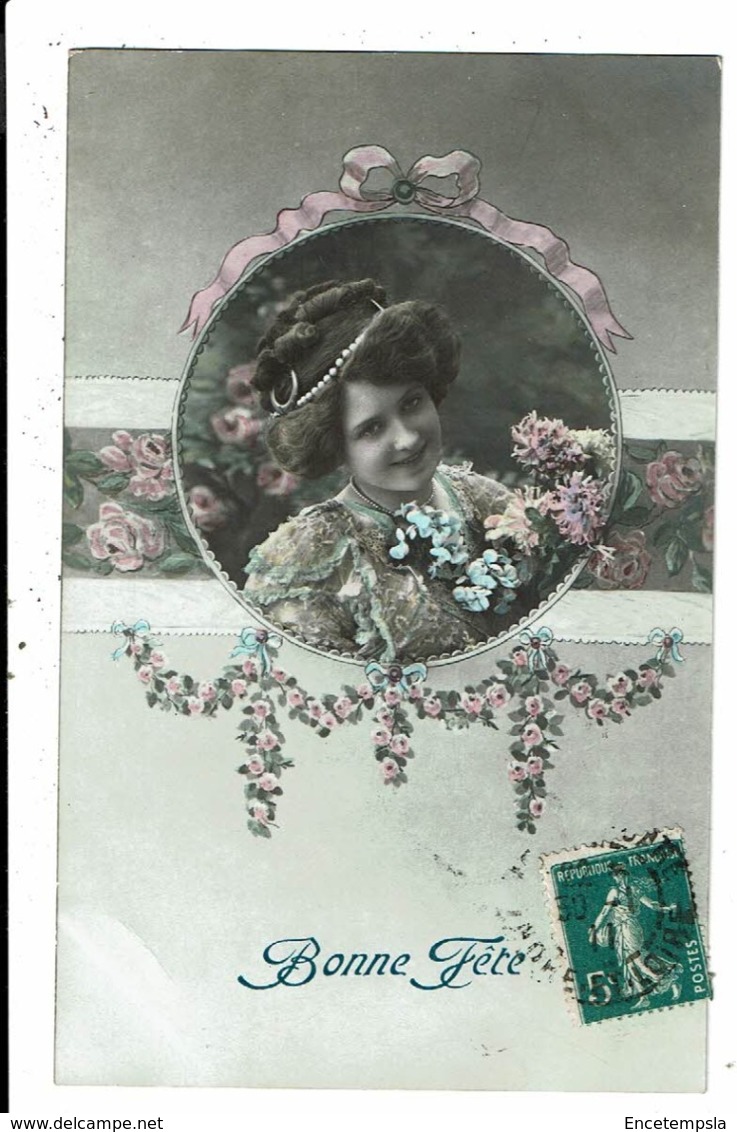 CPA-Carte Postale-France- Bonne Fête Le Buste D'une Femme Encadrée -1911-VM9027 - Autres & Non Classés