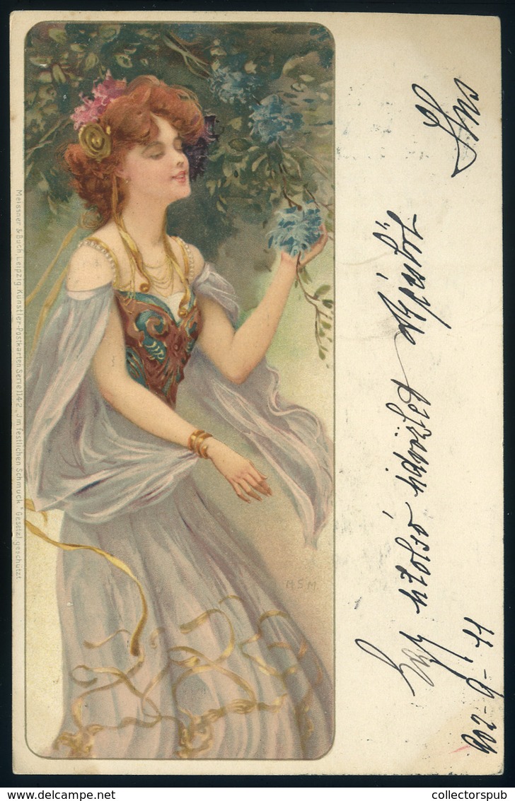 1902. SZECESSZIÓ , Litho Képeslap  /  SECESSION Litho Vintage Pic. P.card - Hungary