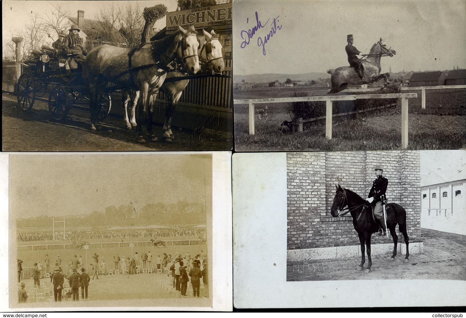 LOVASOK, LOVAK 42 db fotós képeslap, jó tétel!  /  HORSES, RIDERS 42 photo vintage pic. p.cards, good bundle