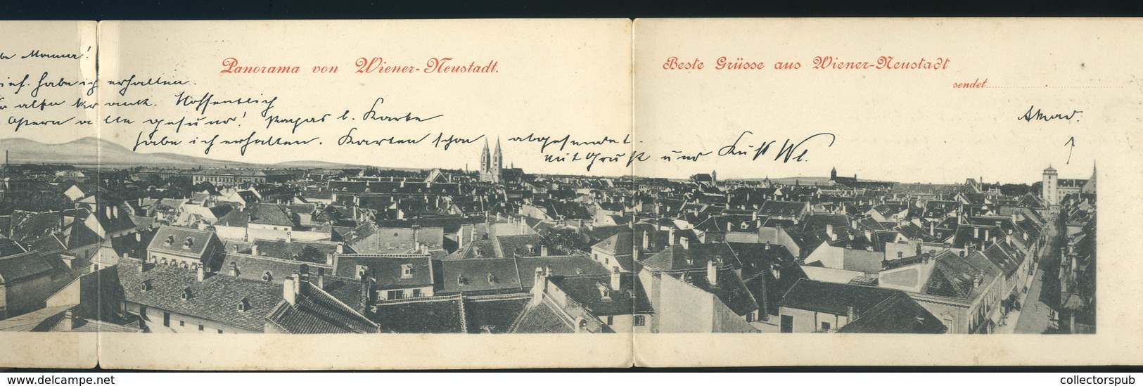 AUSZTRIA 1900. Wiener Neustadt Panoráma 3 Részes Képeslap  /  AUSTRIA Wiener Neustadt Panorama 3 Part Vintage Pic. P.car - Other & Unclassified