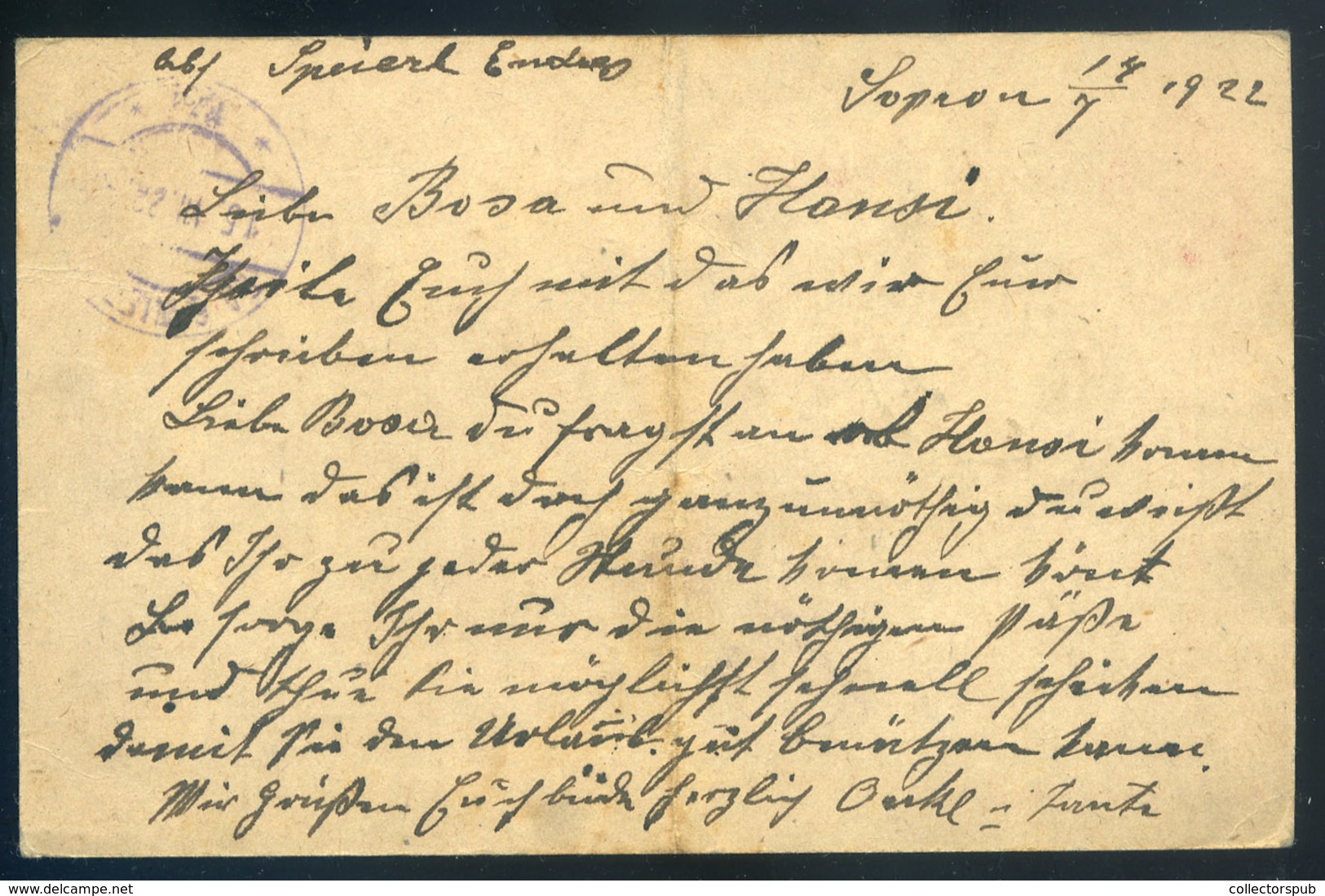 SOPRON 1922. Expressz Kiegészített Díjjegyes Levlap Bécsbe Küldve  /  Express Uprated  Stationery  P.card To Vienna - Covers & Documents