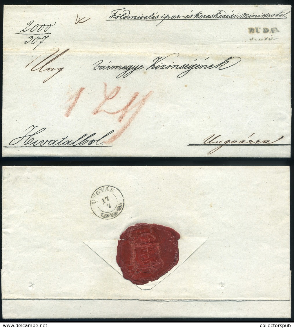 BUDA 1848.07.  Szabadságharc, Minisztériumi Boríték  Ungvárra Küldve  /  Revolution, Ministry Cov. To Ungvár - ...-1867 Prephilately