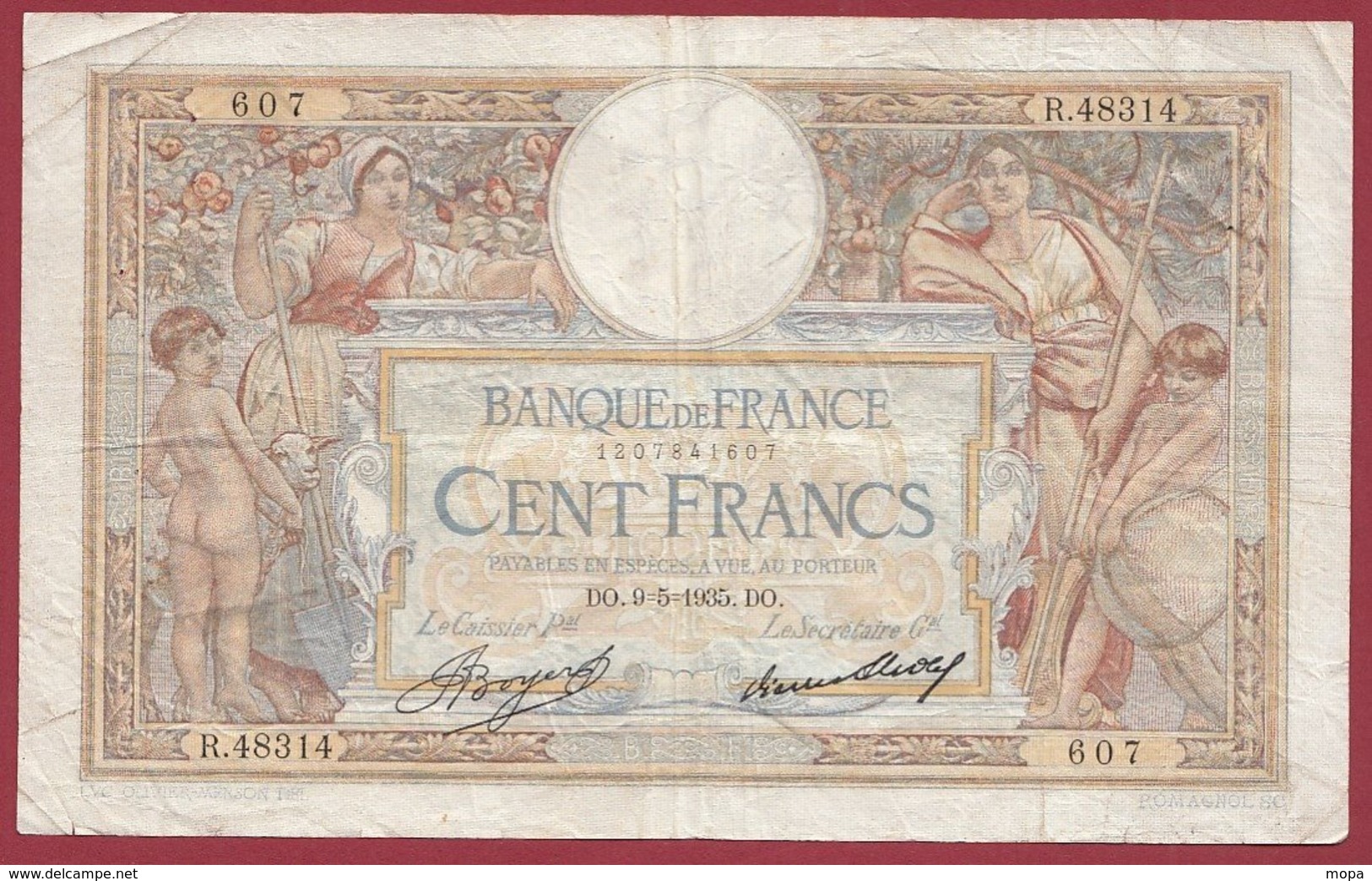 100 Francs "Luc Olivier Merson" Du 09/05/1935.DO----F/TTB+---ALPH .R.48314 - 100 F 1908-1939 ''Luc Olivier Merson''