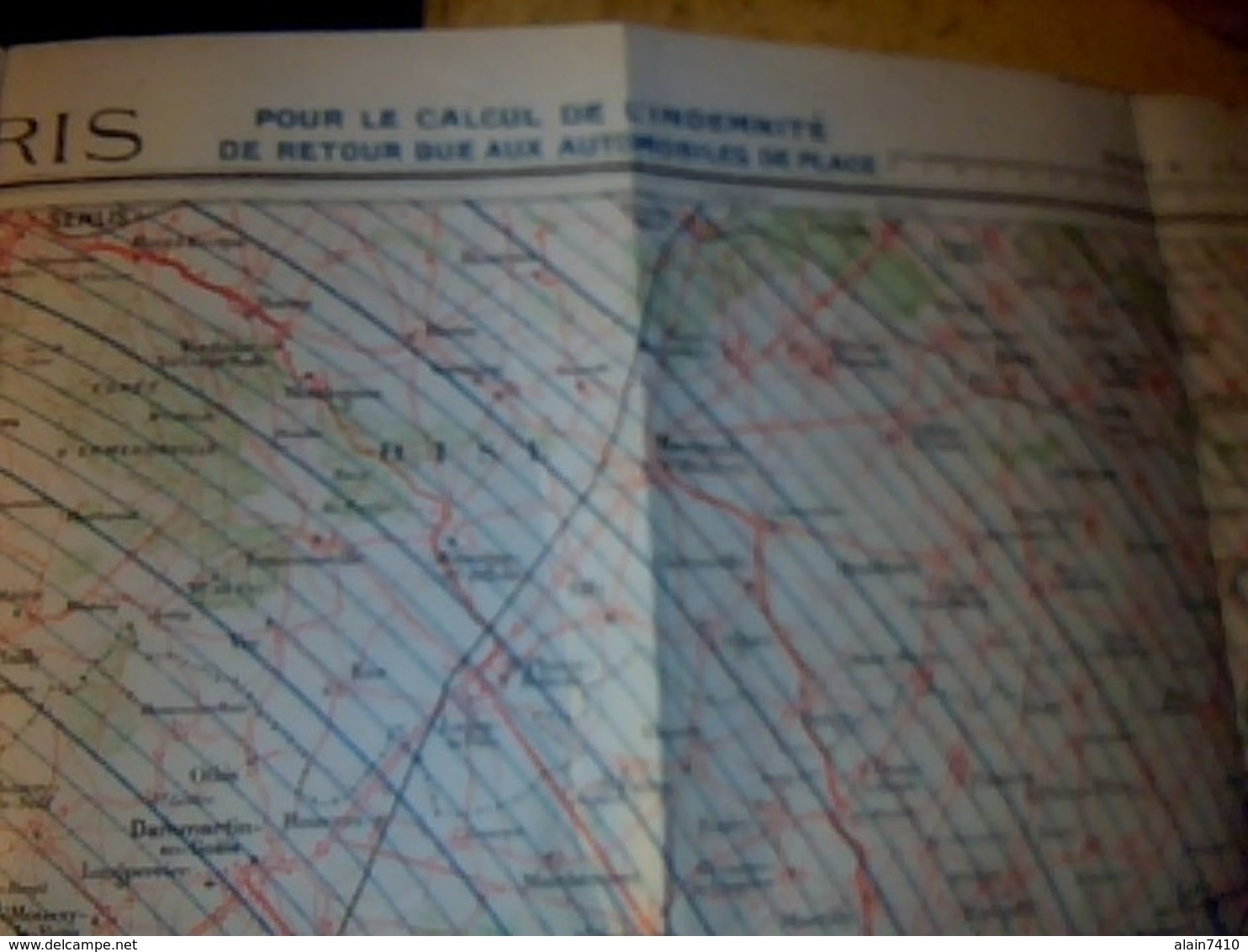 Carte Routière HANNEQUIN Environ De Paris Pour Le Calcul De L'indemnité De Retour Due Aux Automobiles De Place ** - Cartes Routières