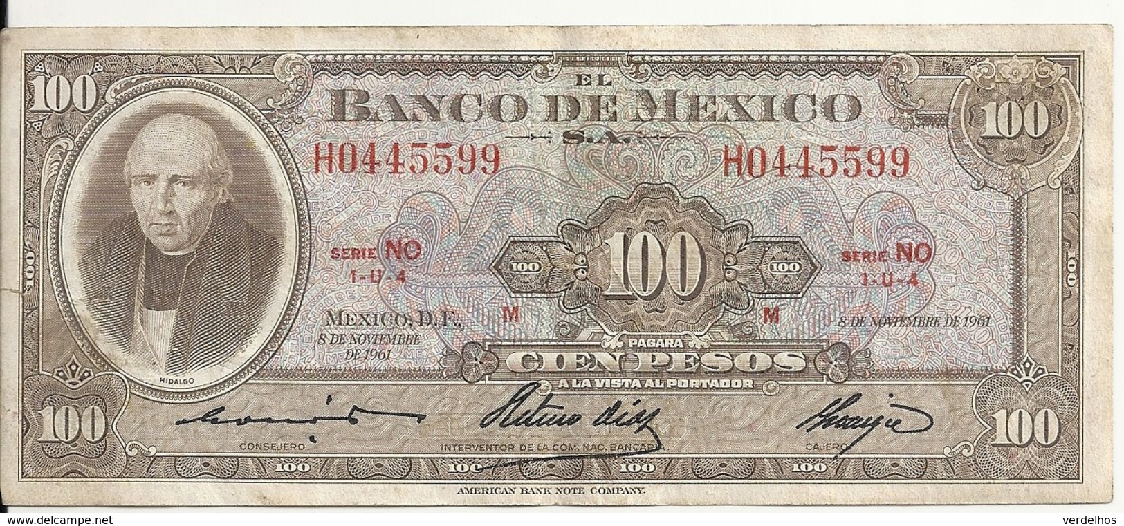 MEXIQUE 100 PESOS 1961 VF P 61 A - Mexico