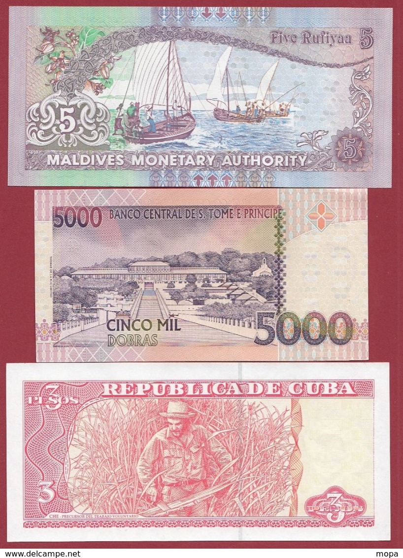 Iles Du Monde 3 Billets ---UNC--(San -Tomé/Maldive/Cuba) - Otros & Sin Clasificación