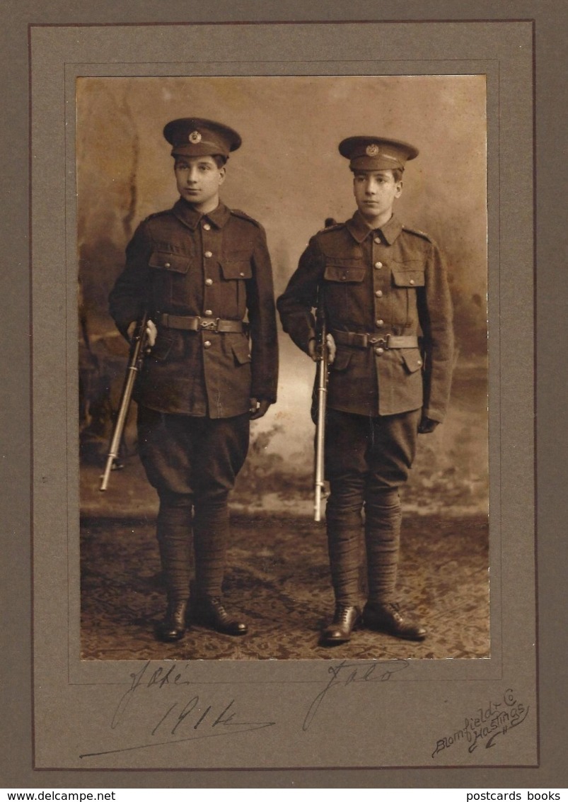 1914 Fotografia De 2 Portugueses (com Fardas Militares). Photographer BLOMFIELD & Co / HASTINGS UK 1914 WWI WAR - Ancianas (antes De 1900)