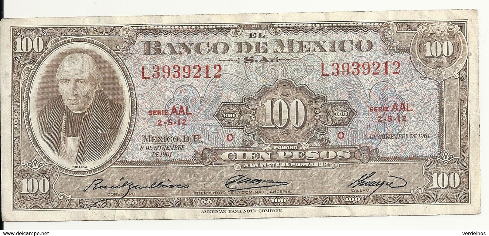 MEXIQUE 100 PESOS 1961 VF P 61 A - Mexico