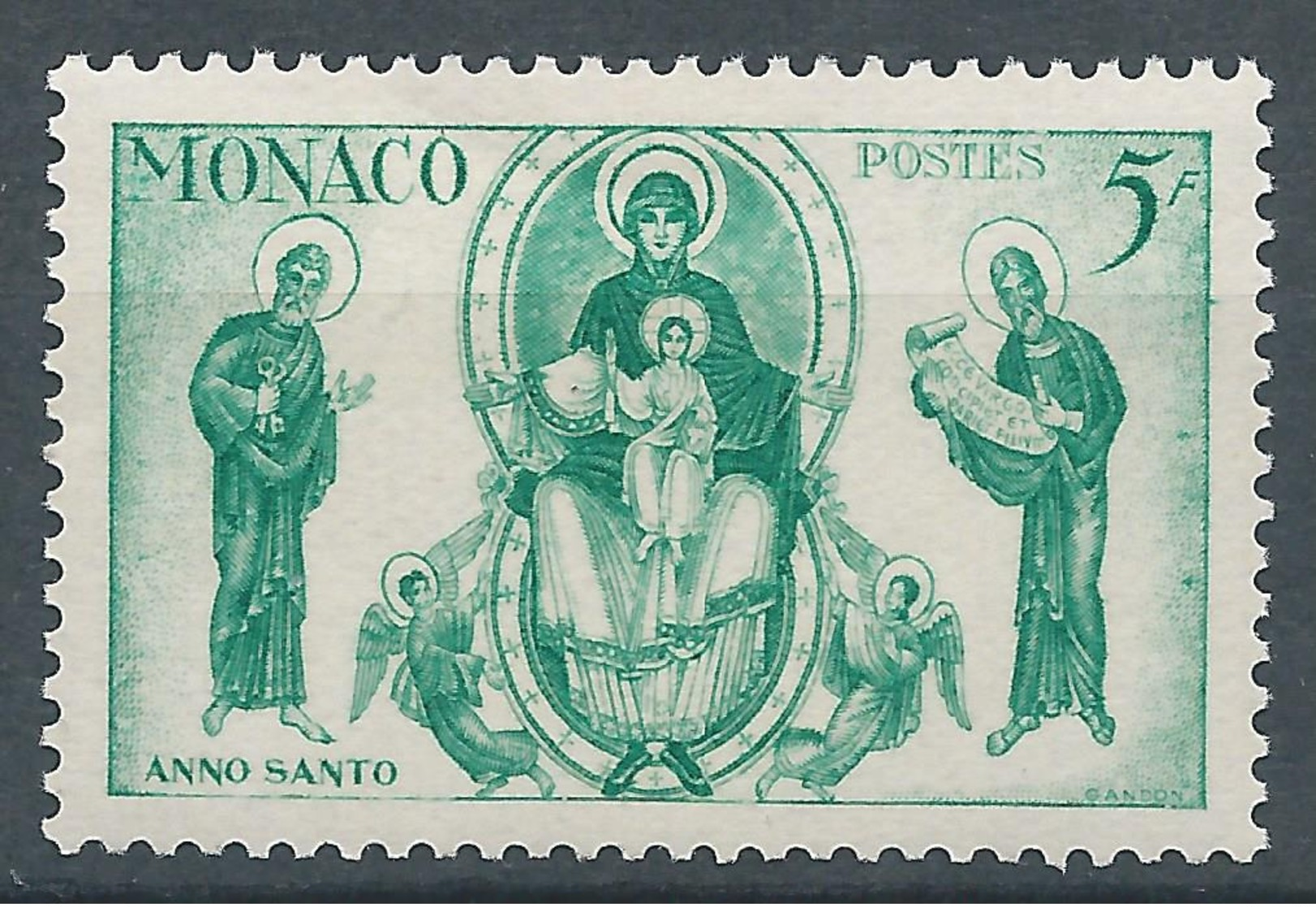 MONACO 1951 - YT N°357 - 5 F. Emeraude - La Vierge De L'enfant - Année Sainte - Neuf** - TTB Etat - Ongebruikt