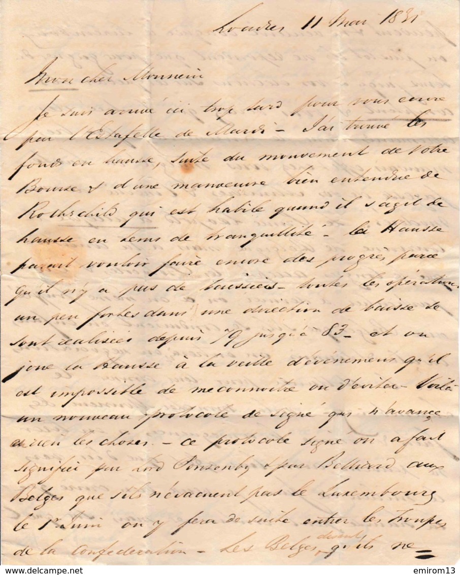 LAC De Londres 1831 Pour Paris Entrée En Angleterre Par Calais Estafette Manuscrit En Rouge Angl. Est 30 De Port - 1801-1848: Précurseurs XIX