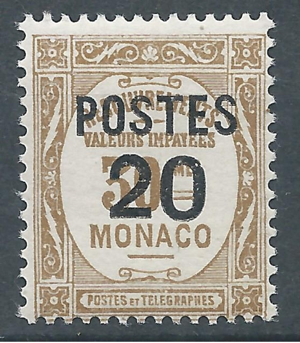 MONACO 1937 - YT N°143 - 20 C. Sur 30 C. Bistre - Timbres Taxe De 1924-32 Surchargés - Neuf** - TTB Etat - Nuevos