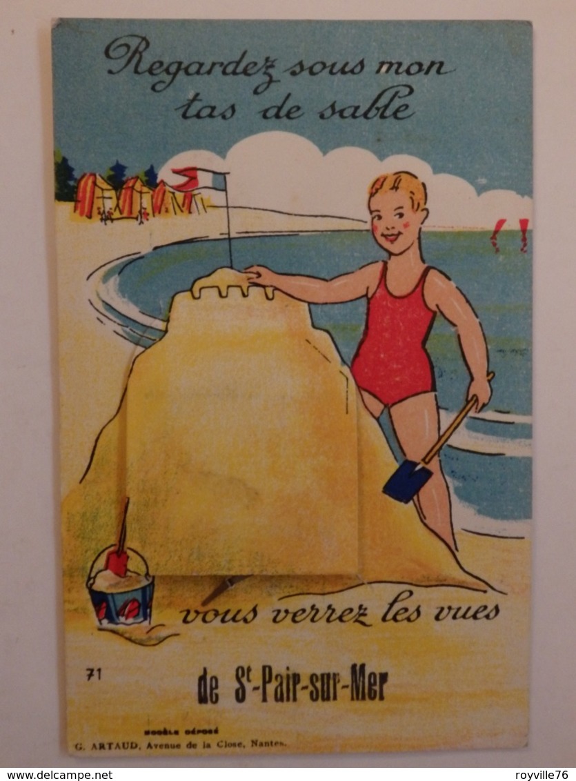 Carte à Système "Regardez Sous Mon Tas De Sable, Vous Verrez Les Vues". - Saint Pair Sur Mer