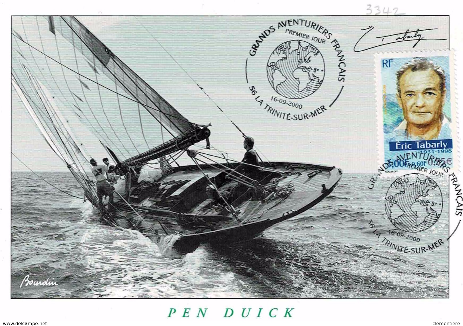 TP 3342  Seul Sur Carte Postale D'un Pen Duick Avec Cad 1er Jour De La Trinité Sur Mer - 1961-....