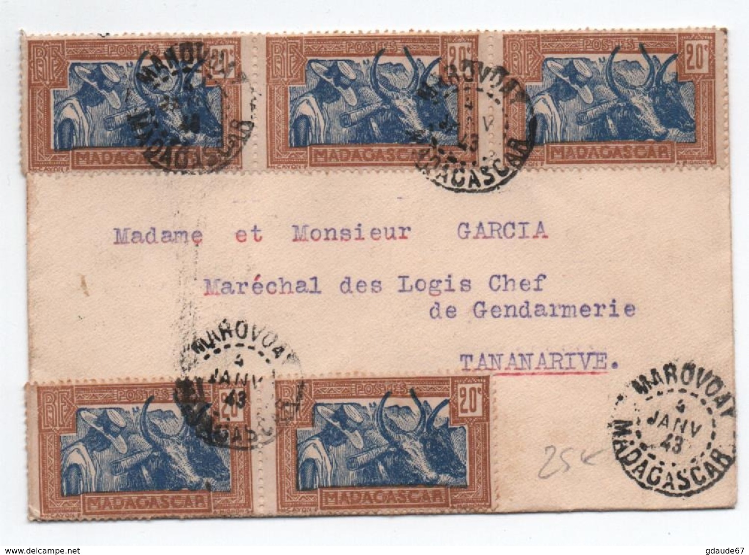 1943 - ENVELOPPE De MAROVOAY (MADAGASCAR) - Covers & Documents