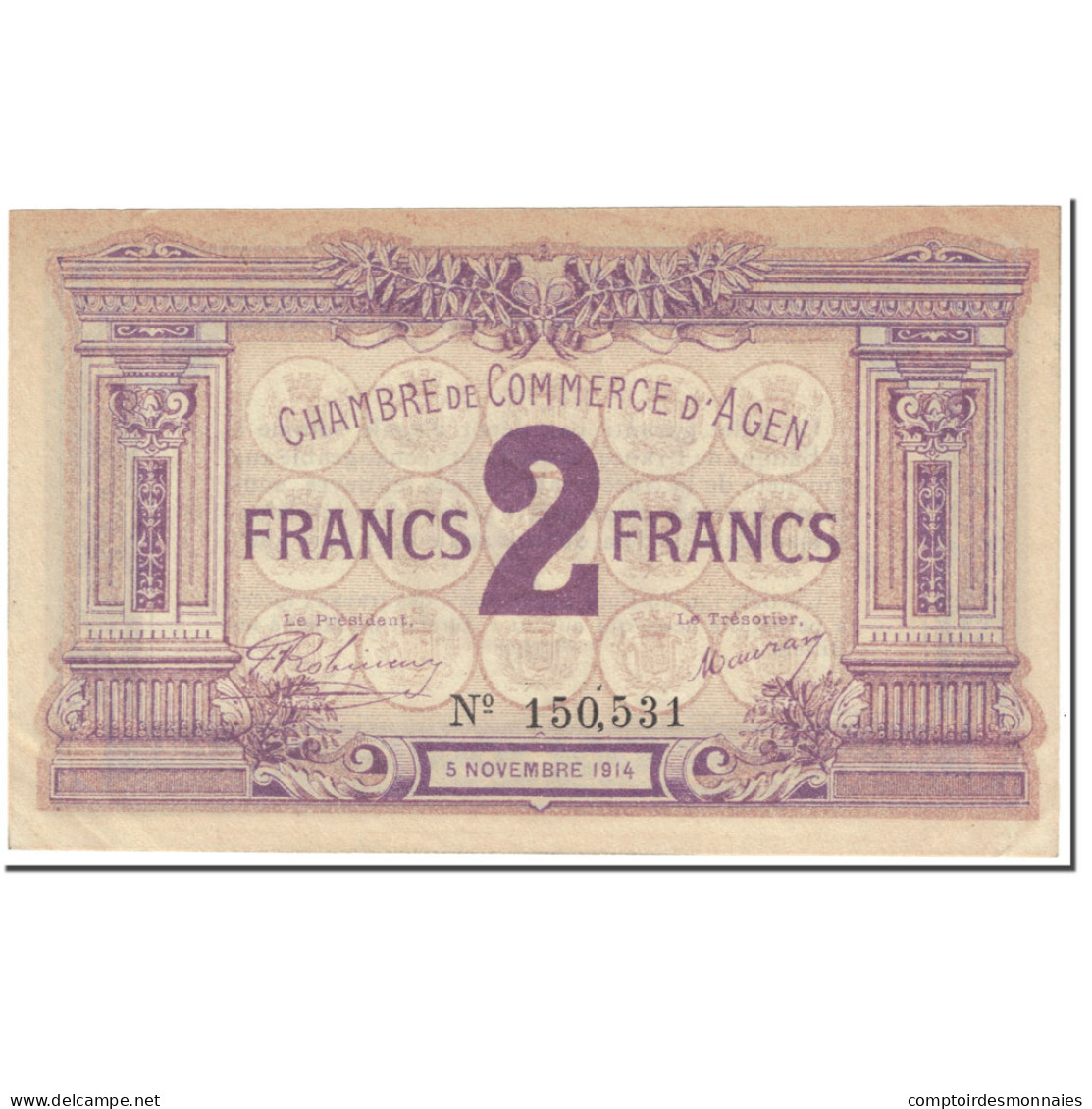France, Agen, 2 Francs, 1914, SUP, Pirot:2-5 - Camera Di Commercio