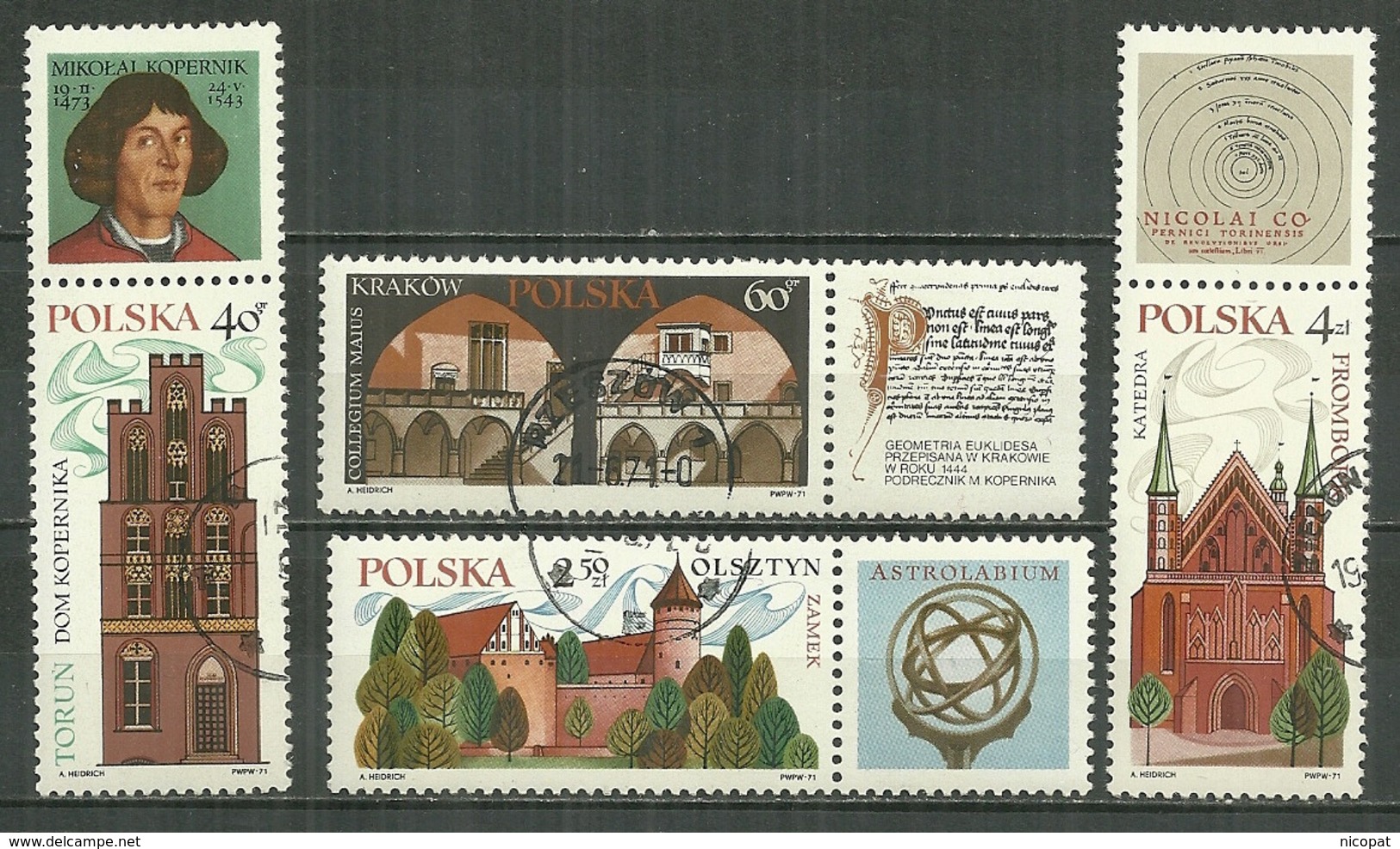 POLAND Oblitéré 1935-1938 Nicolas Copernic Torun Cracovie Olsztyn Frombork Chateau Cathedrale - Gebraucht