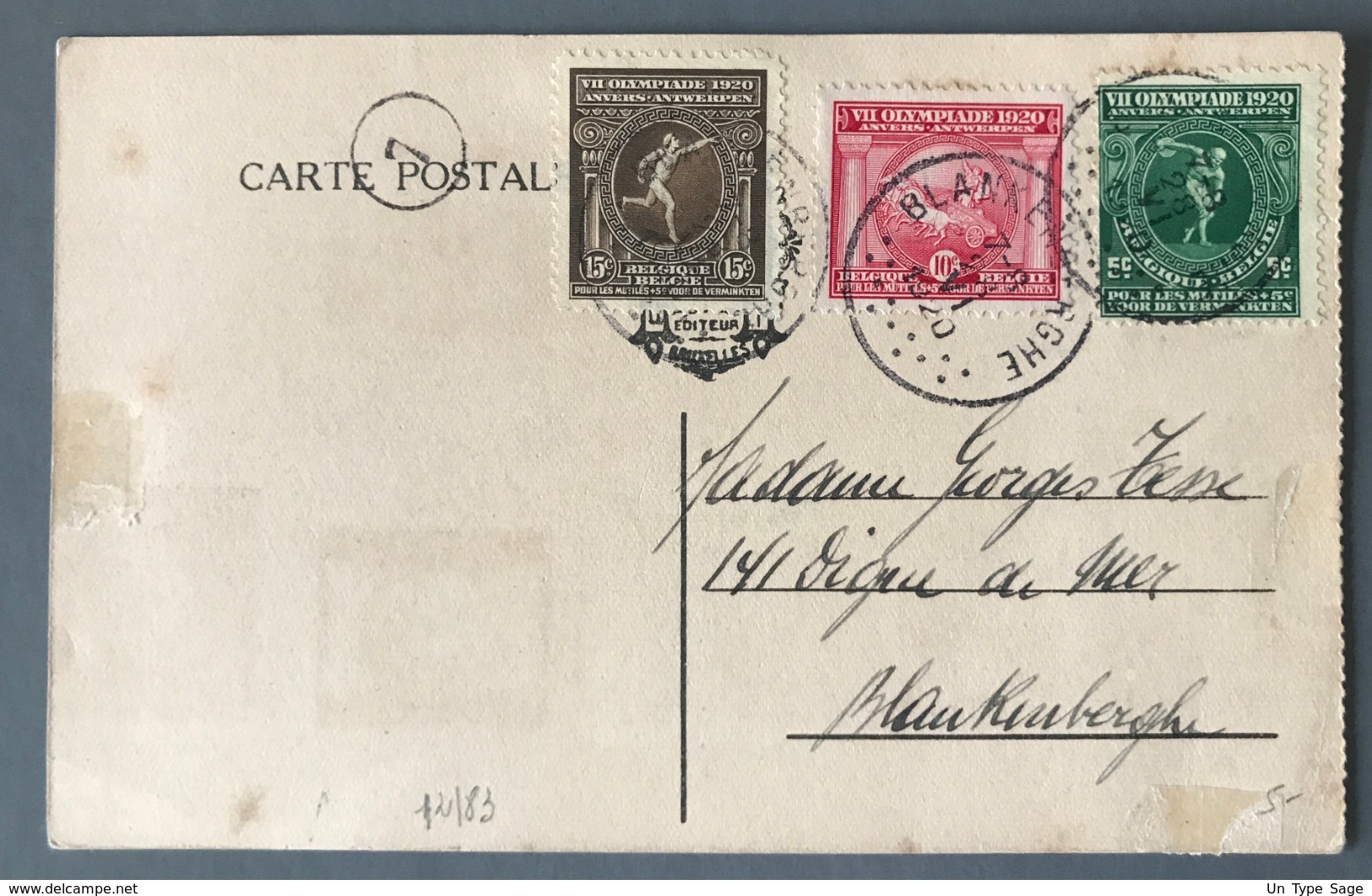 Belgique 1920, Sur CPA Local BLANKENBERGHE - (B2477) - Lettres & Documents