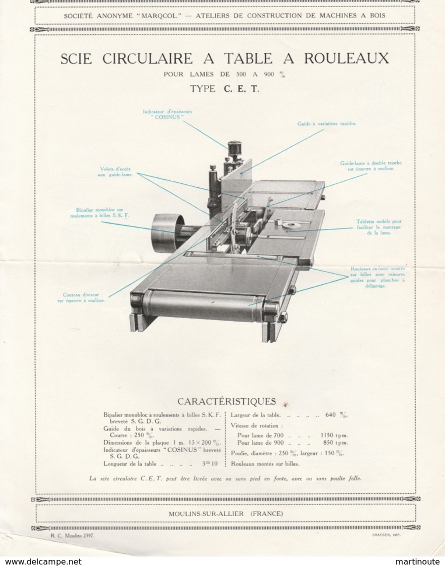 -  03 - MOULINS - Publicités Pour Scies à Ruban MARQCOL, Machines à Bois à MOULINS 03 ( 35 Publicités )  - 007 - Publicités