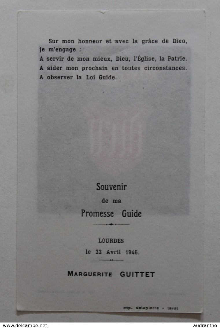 Image Scout Scoutisme Années 40 Lucerna Ardens Promesse Guide Marguerite Guittet Lourdes 1946 - Scoutisme